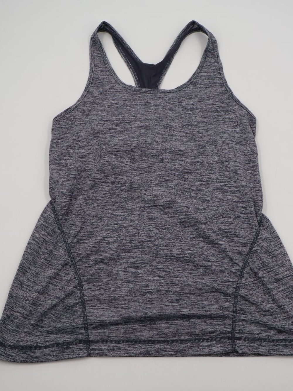 Zella Racerback Tank Top Womens S Gray Space Dye Heathered Activewear Scoop Neck